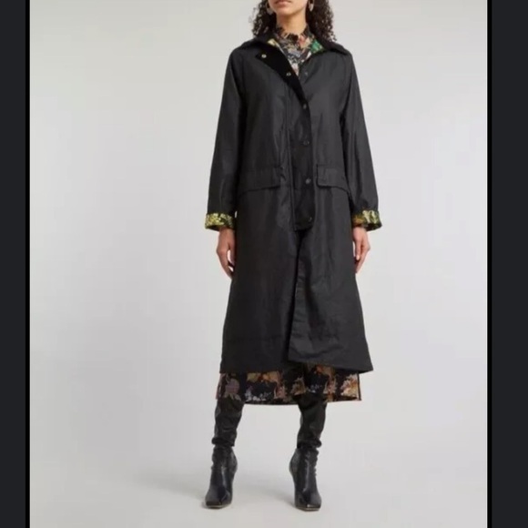 Barbour House of Hackney De Beauvoir Black Waxed Cotton Coat NWT US 6 - Picture 1 of 16